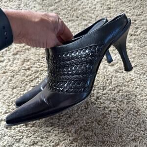 Vía Spiga Vintage Black Women's woven leather Heels size 7